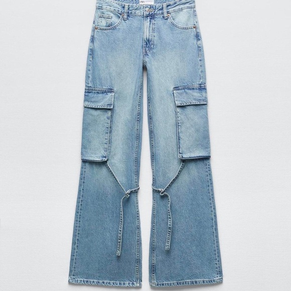 BRAND NEW - ZARA TRF BELT LOOP CARGO JEANS - SIZE 6 (28 EU) - Picture 1 of 7